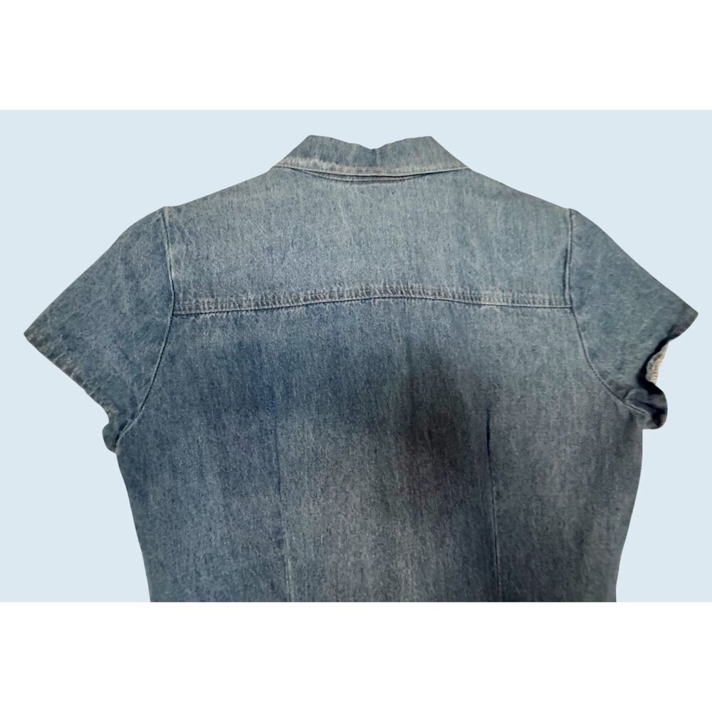 Vintage SWEET SODA Midi Length Full Button Denim Dress 80s / 90s Sz S - Picture 4 of 6